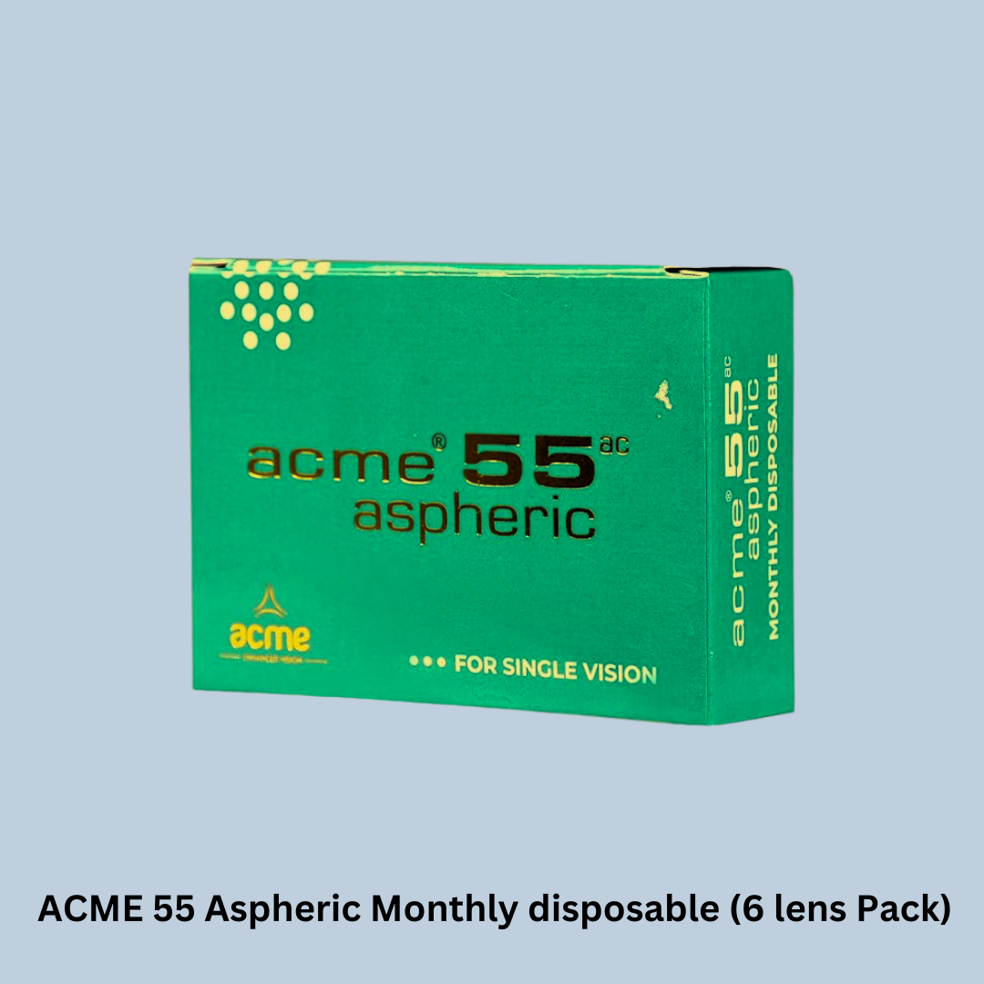 A close-up of the First Lens ACME 55 Aspheric lenses being held by someone.