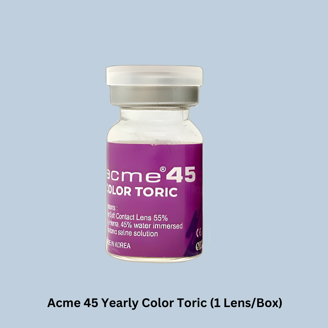 A pair of eyes with First Lens Acme 45 lenses, showcasing their color-enhancing effect.