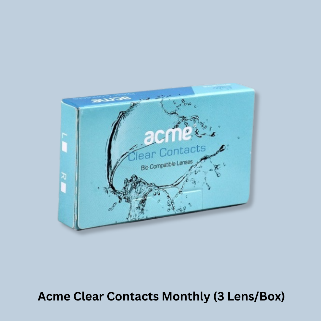 A person wearing the First Lens Acme Clear Contacts Monthly lenses and smiling.
