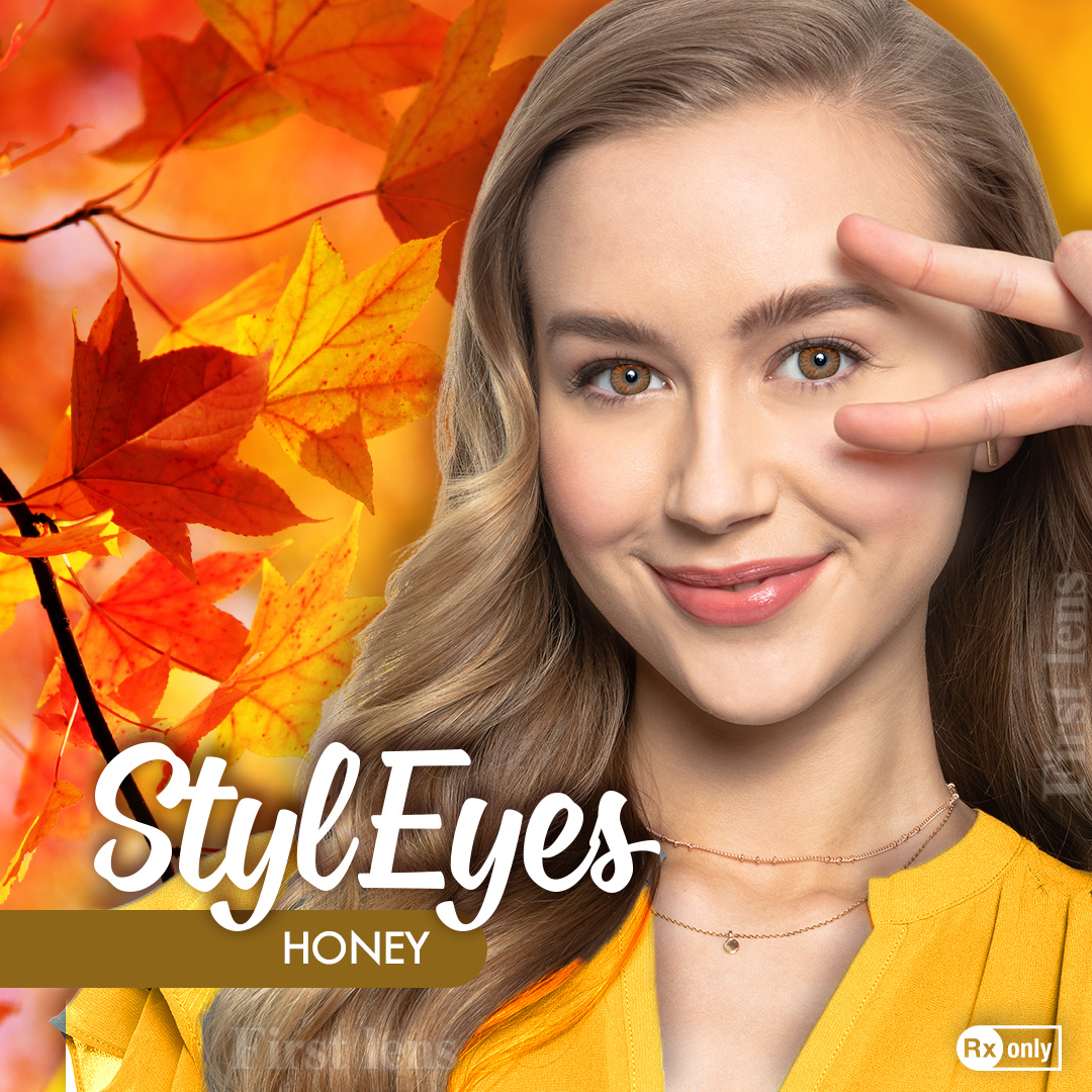 First Lens model showcasing Honey eye color