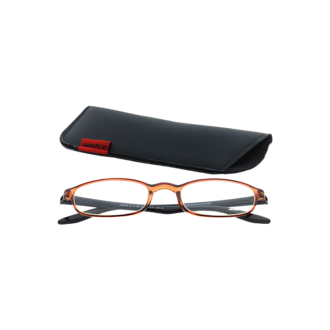 First Lens Dr. Harmanns reading glasses Library6 with a magnifying glass
