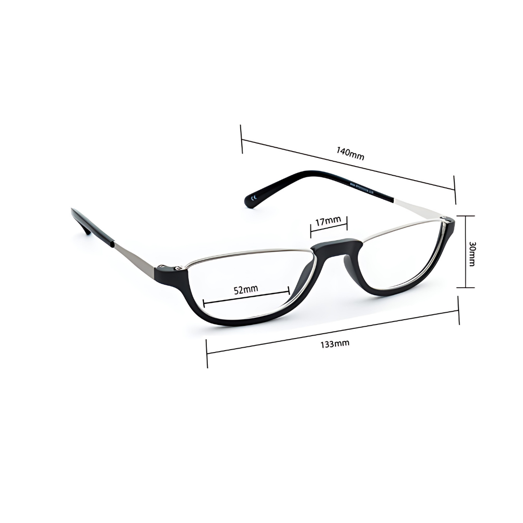 Detail shot of Dr. Harmann's iReadOne Reading glasses by First Lens highlighting anti-glare features