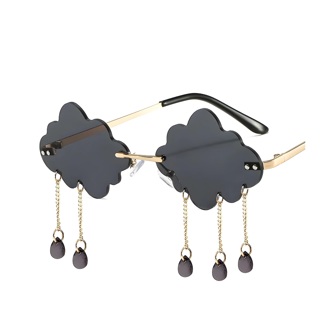 First Lens Cloud Raindrop Shape Sunglass 005 Raindrop-shaped sunglasses with sleek, modern frames.