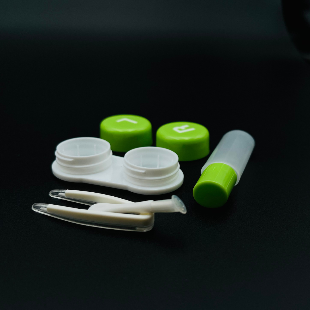 A whimsical pineapple-shaped contact lens case by First Lens with vibrant colors.