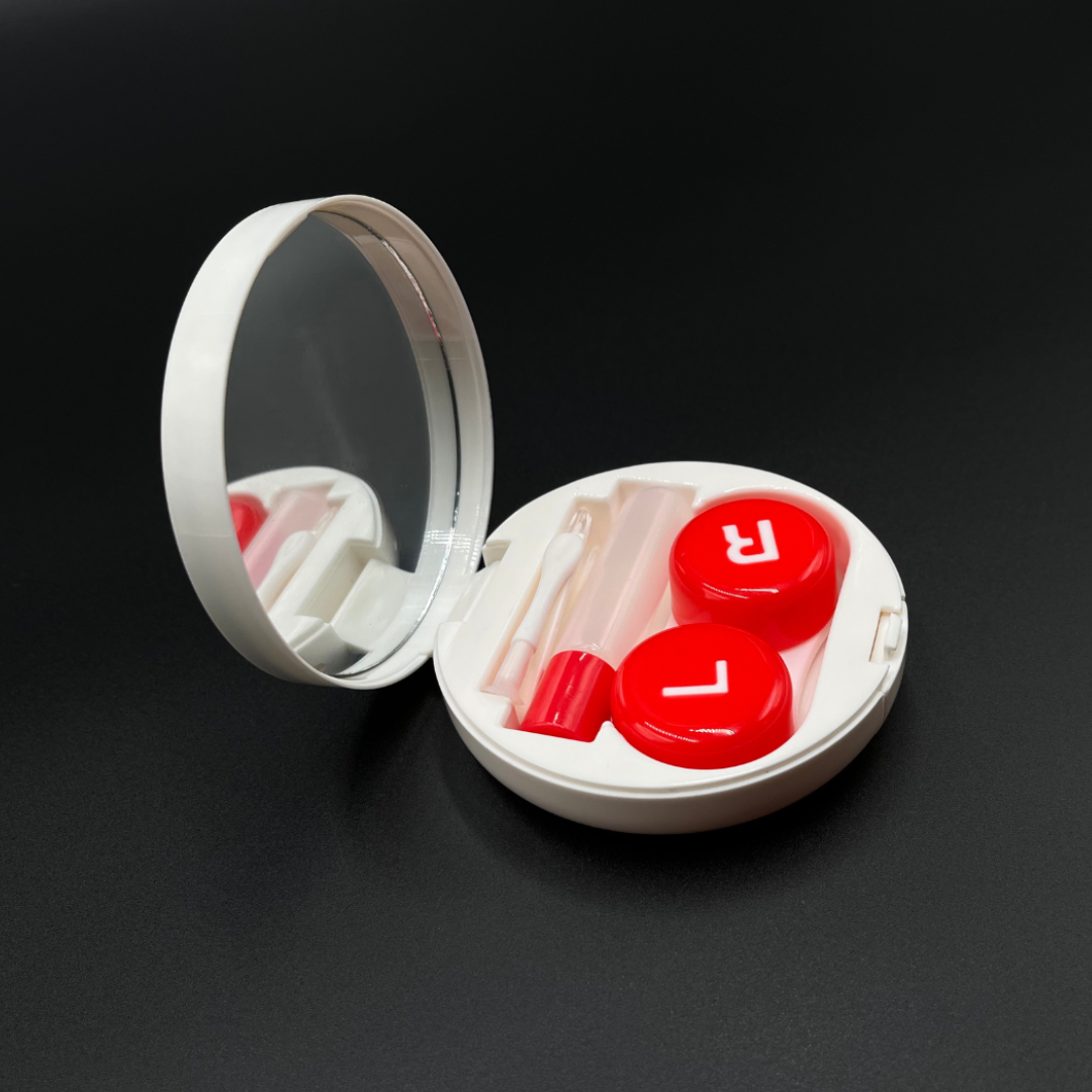 An eye-catching banana-shaped contact lens case by First Lens, sure to make you smile.