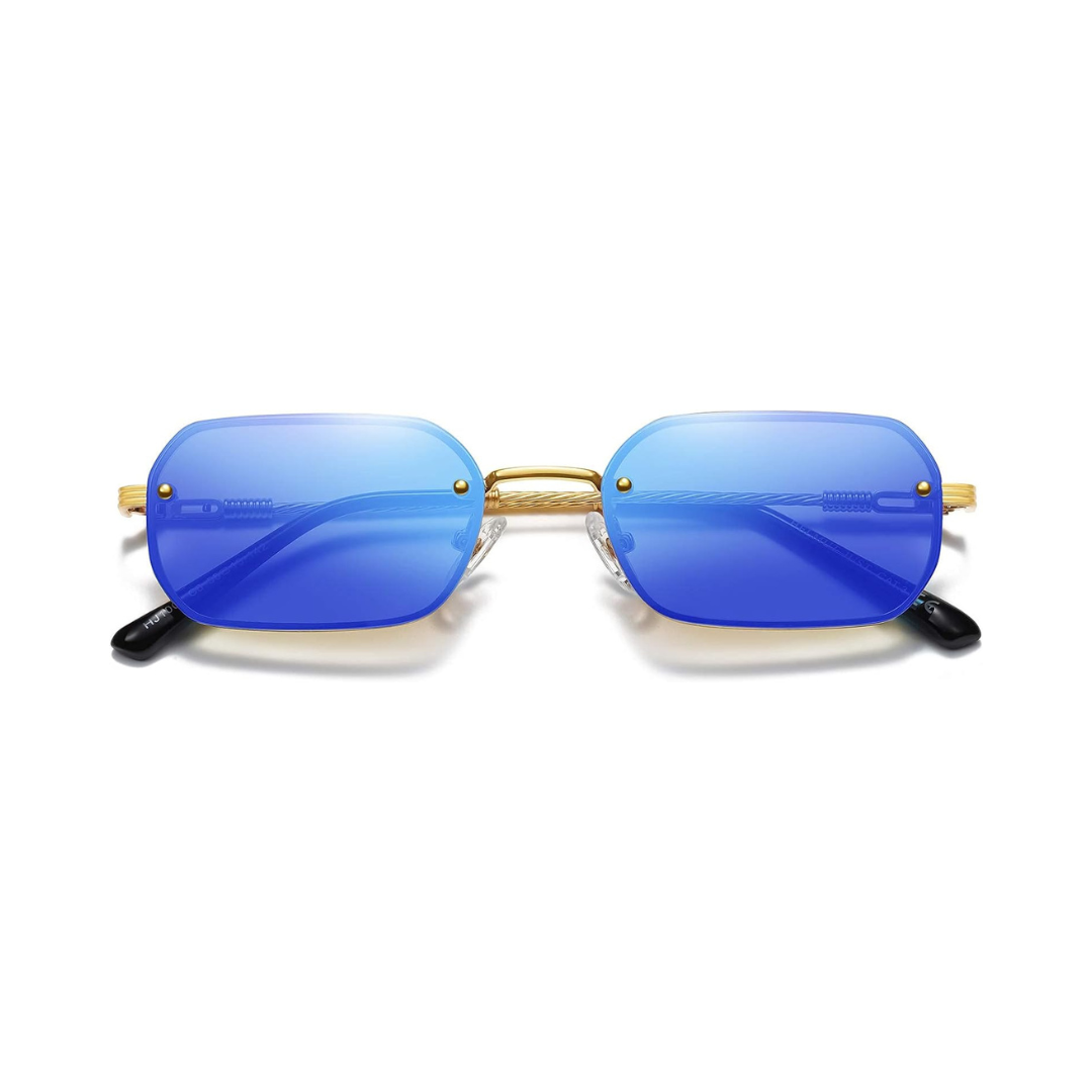 A side angle shot of First Lens Glints Sunglasses 010 Modern and chic.