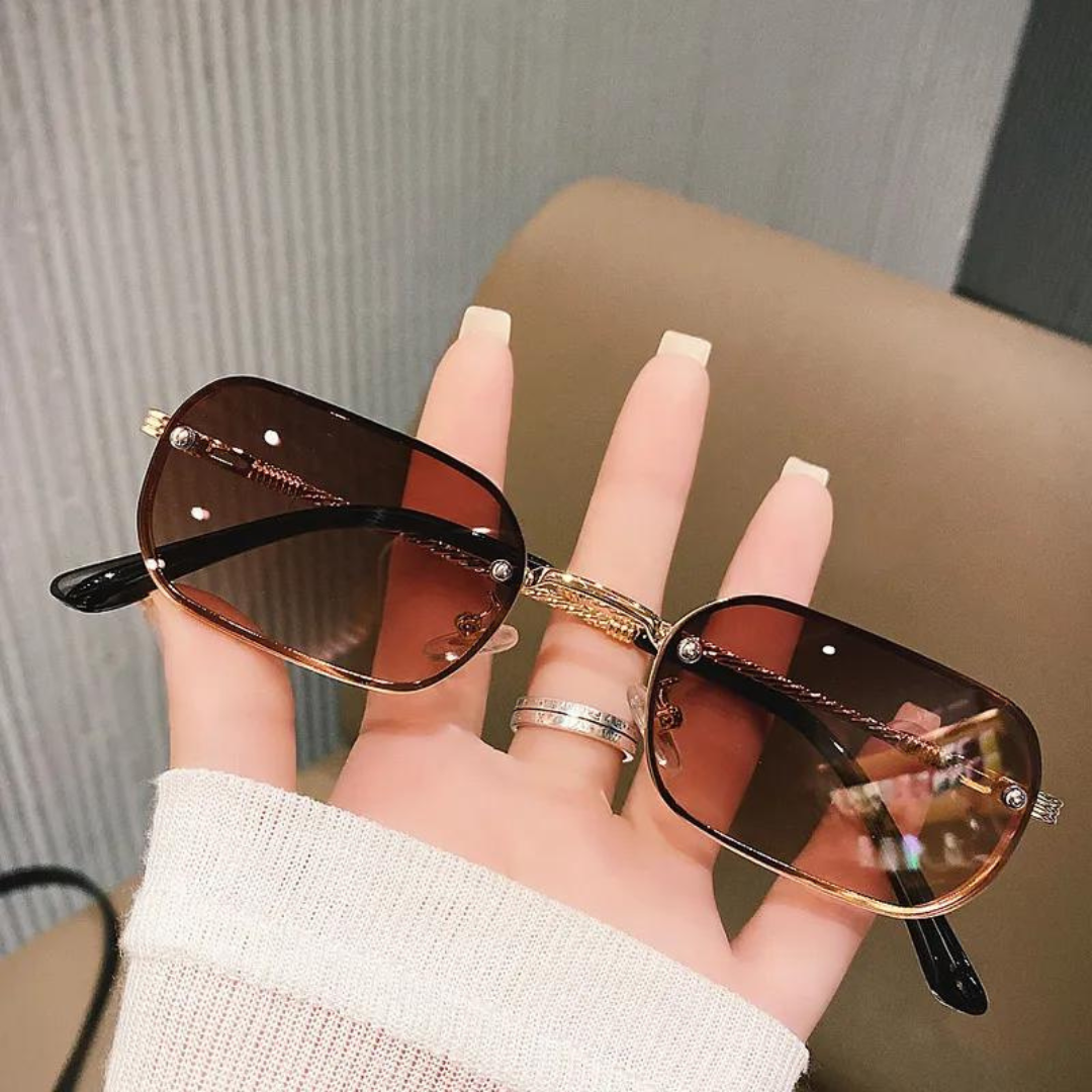 A dynamic shot of someone wearing First Lens Glints Sunglasses 010 Confidence in every step.