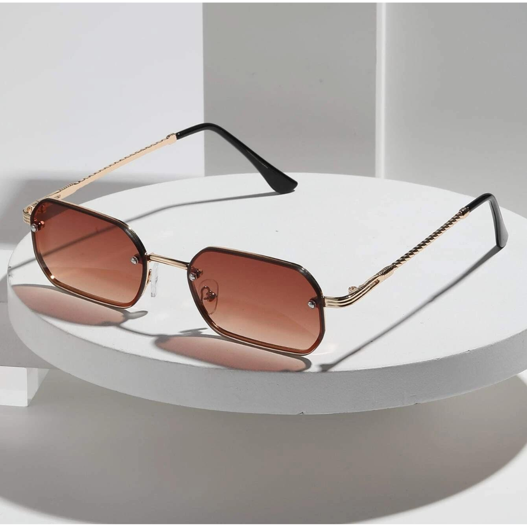 A stylish model sporting First Lens Glints Sunglasses 010 Ready for any adventure.
