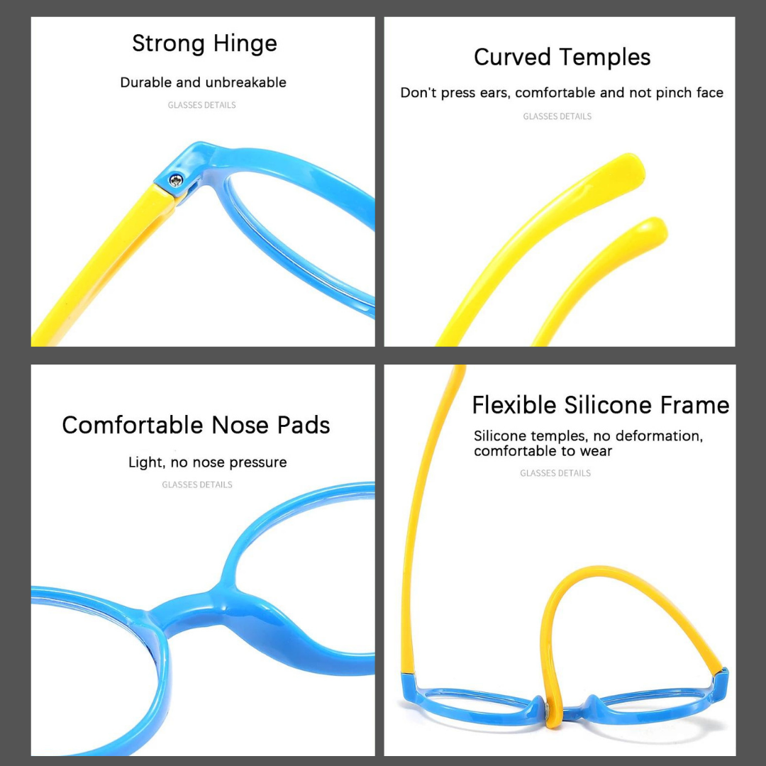 First Lens A cool and practical accessory for children, these blue light blocking glasses promote eye health during screen time.