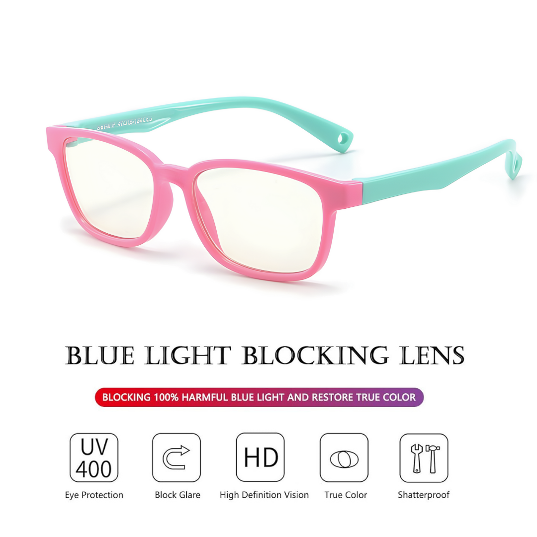 An up-close shot of the durable construction of First Lens KidoJunior Kids Glasses.