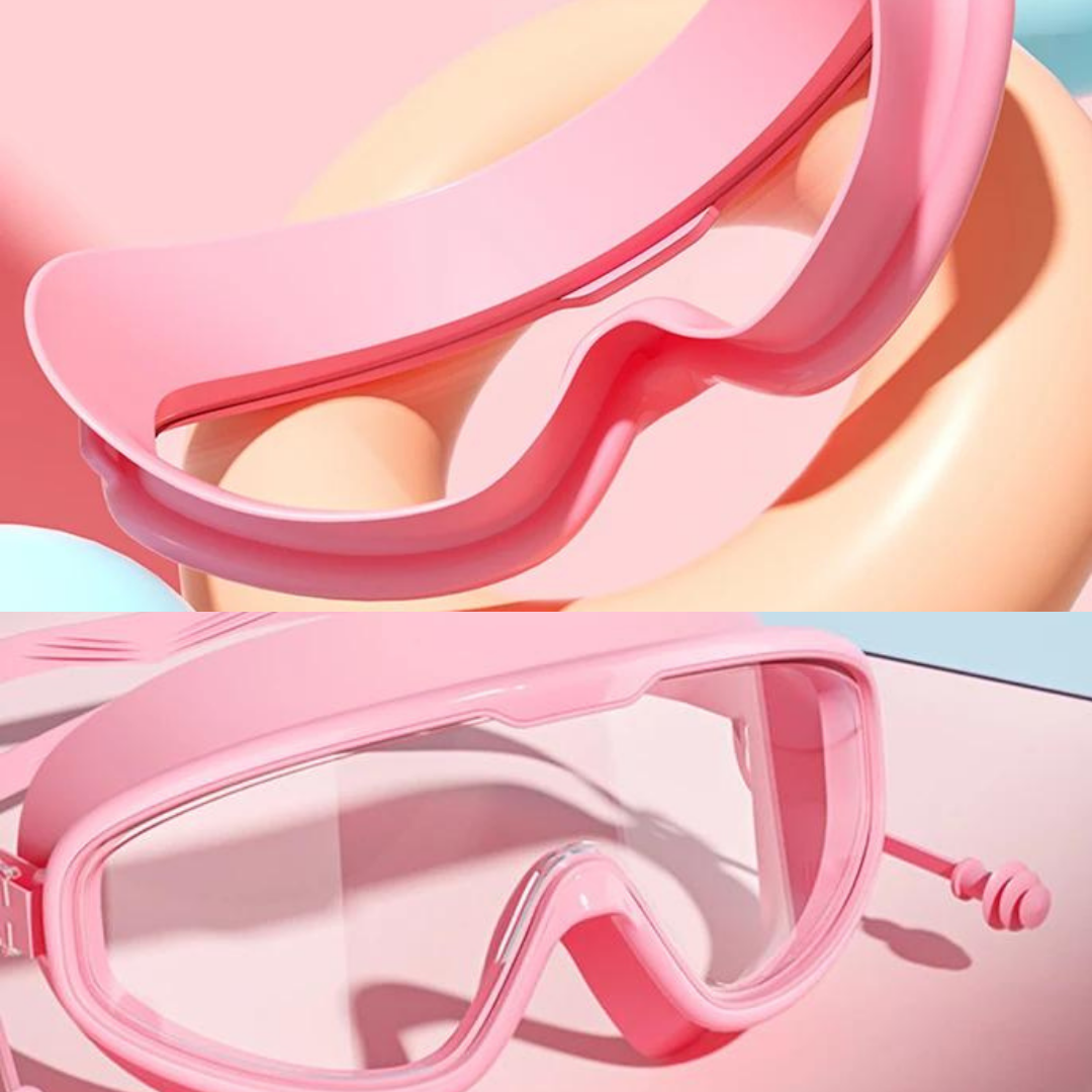 Close-up of First Lens goggles' lenses with water droplets on them.