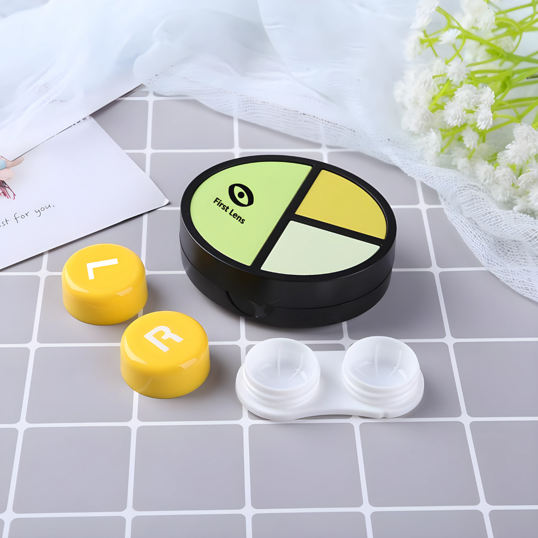 Compact Oval Contact Lens Case with Mirror by First Lens