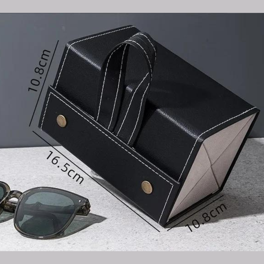 Sunglasses of various styles and colors stored securely in the First Lens Locker.