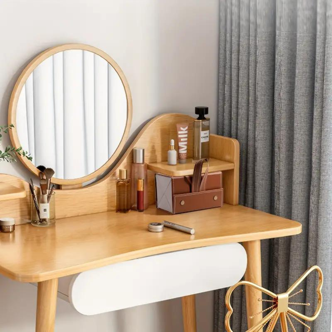 Lifestyle shot featuring the First Lens Locker placed on a shelf or tabletop, organizing sunglasses in a stylish manner.