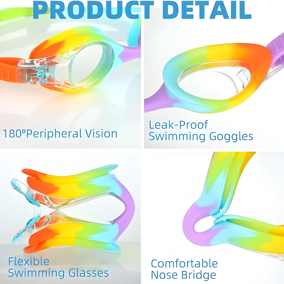 Youth swim goggles with a secure fit to prevent water leakage by First Lens.
