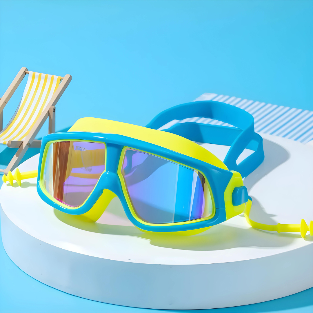 Swimming goggles for children with impact-resistant lenses from First Lens.