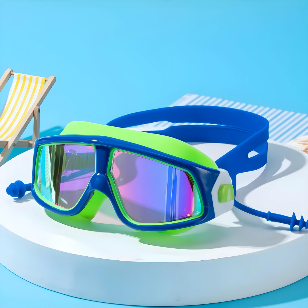 Youth swim goggles with a secure fit to prevent water leakage by First Lens.