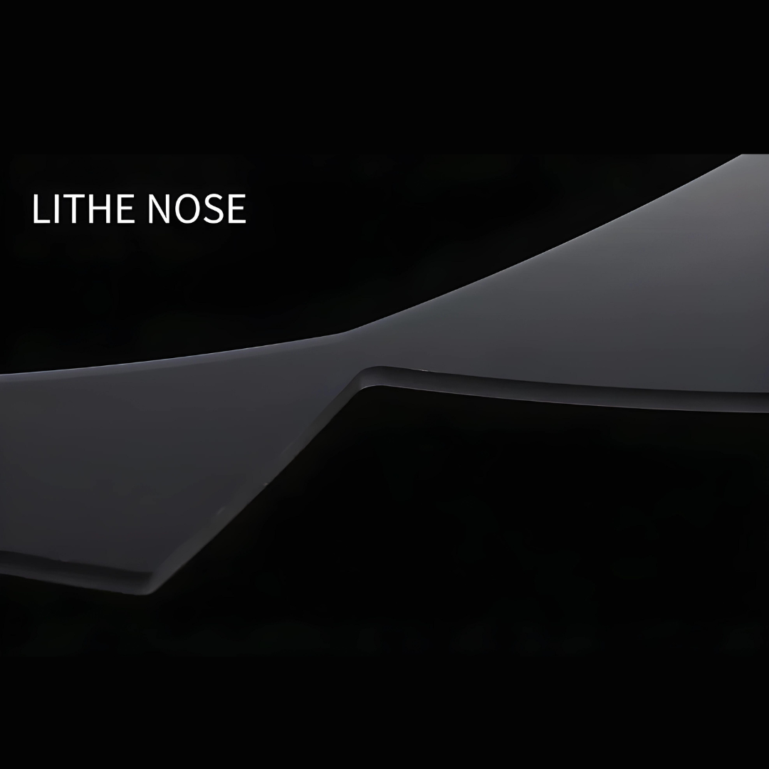 First Lens Fashion-forward eyewear with bold triangular frames.