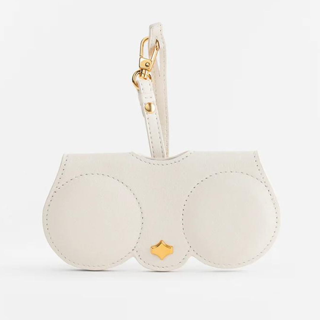 A side view of the multifunctional sunglasses bag from First Lens, showcasing its compact size and easy portability.