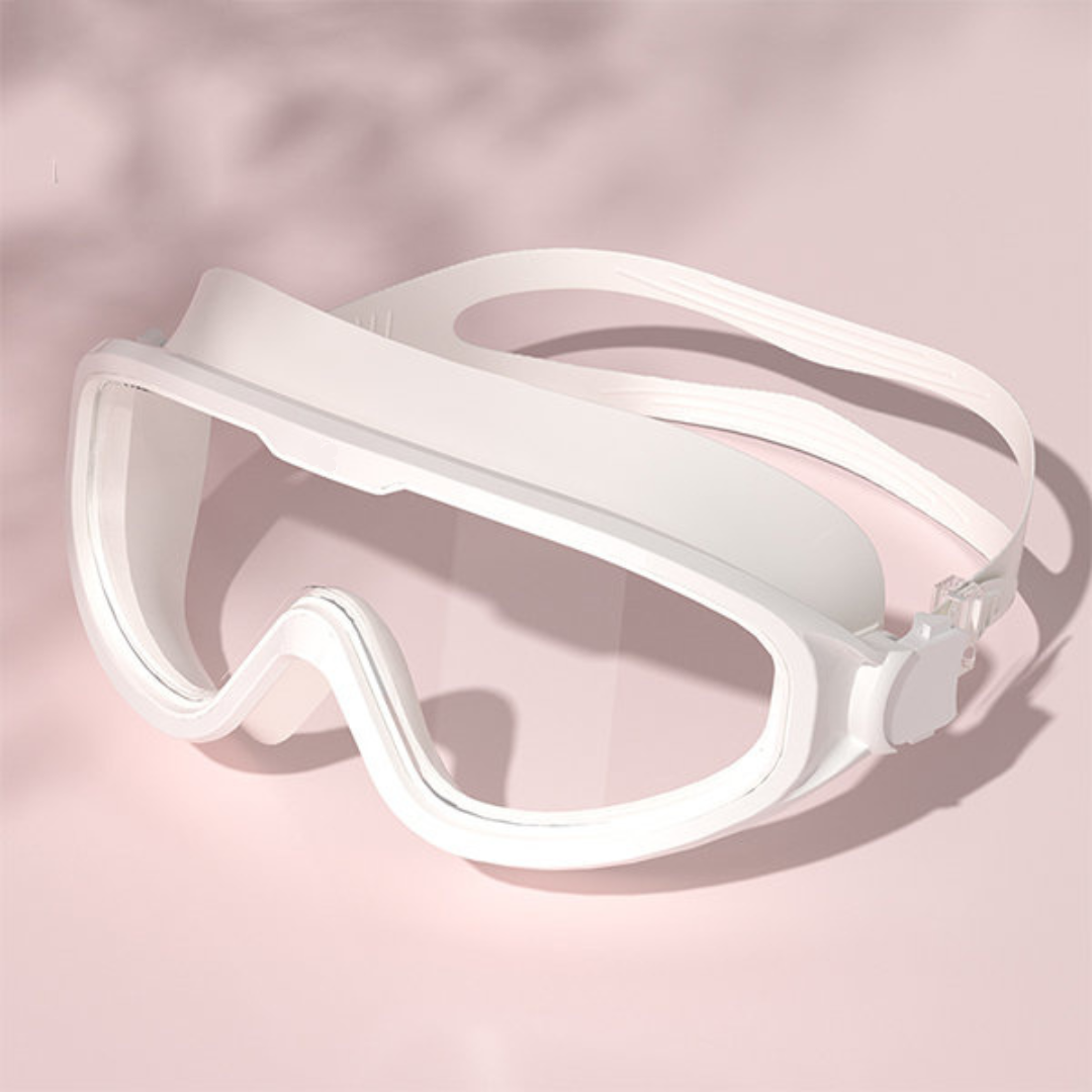 Swim goggles with clear lenses for enhanced underwater visibility by First Lens.
