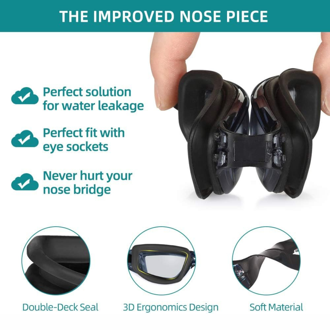 A side view of the First Lens goggles highlighting the adjustable straps and anti-fog coating.