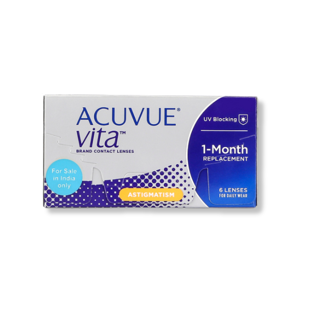 First Lens: Close-up of Johnson & Johnson Acuvue Vita Toric lenses