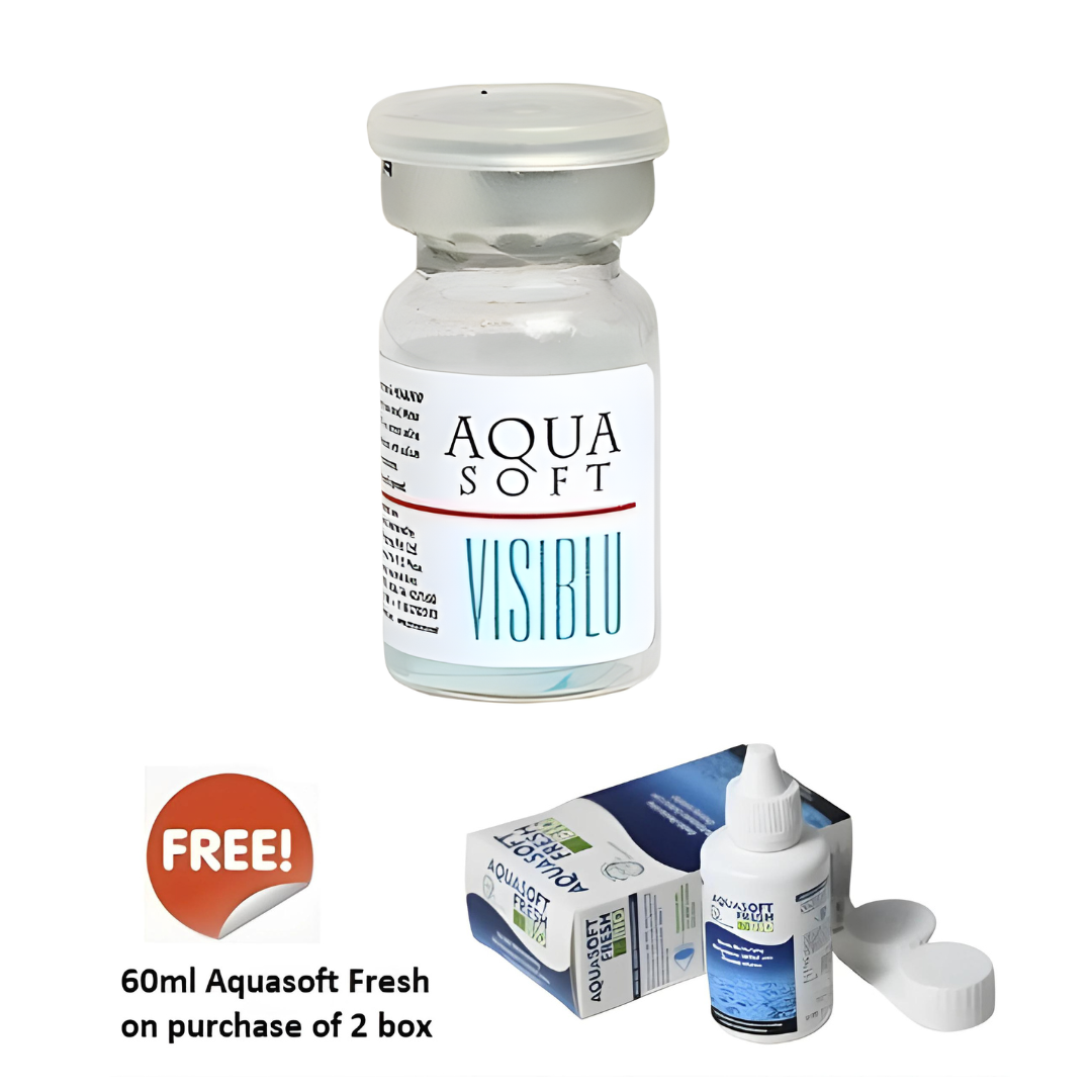 First Lens Silklens Aquasoft Visiblu Yearly box featuring a sleek design with a prominent "Visiblu" logo.