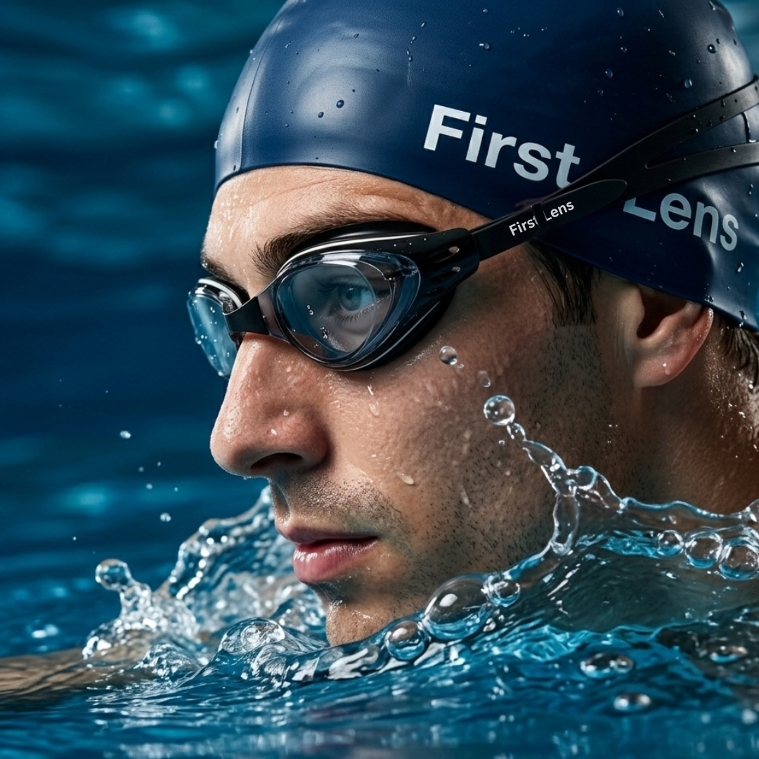 First Lens Customize Powered Swimming Goggles with UV Protection & Antifog - 011