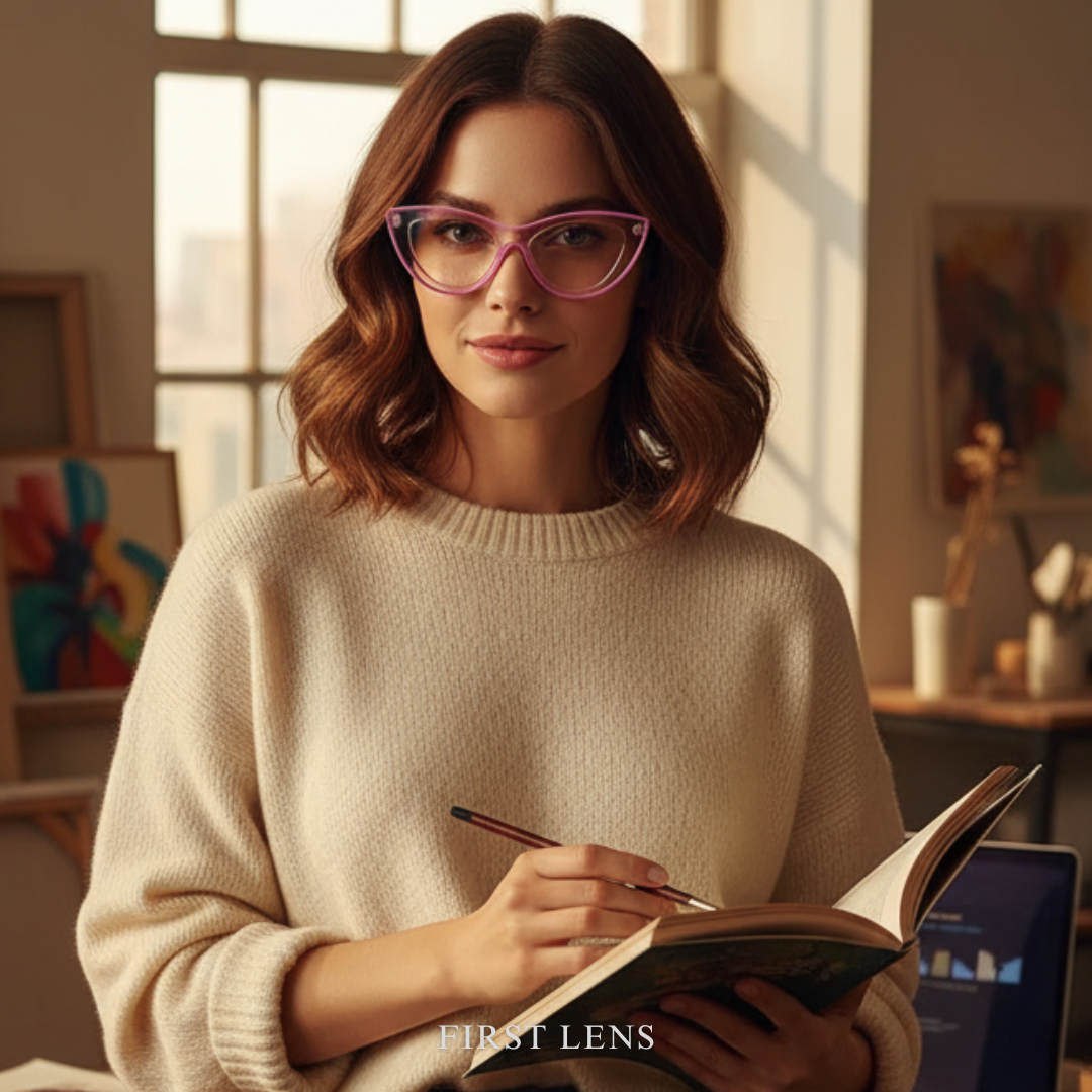 First Lens Neon Kitten Blue Light  Computer Glasses - Purple - B046