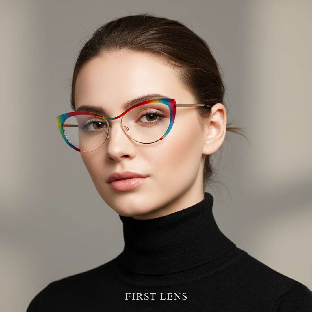 First Lens Meow Blue Light Computer Glasses - Rainbow - B052