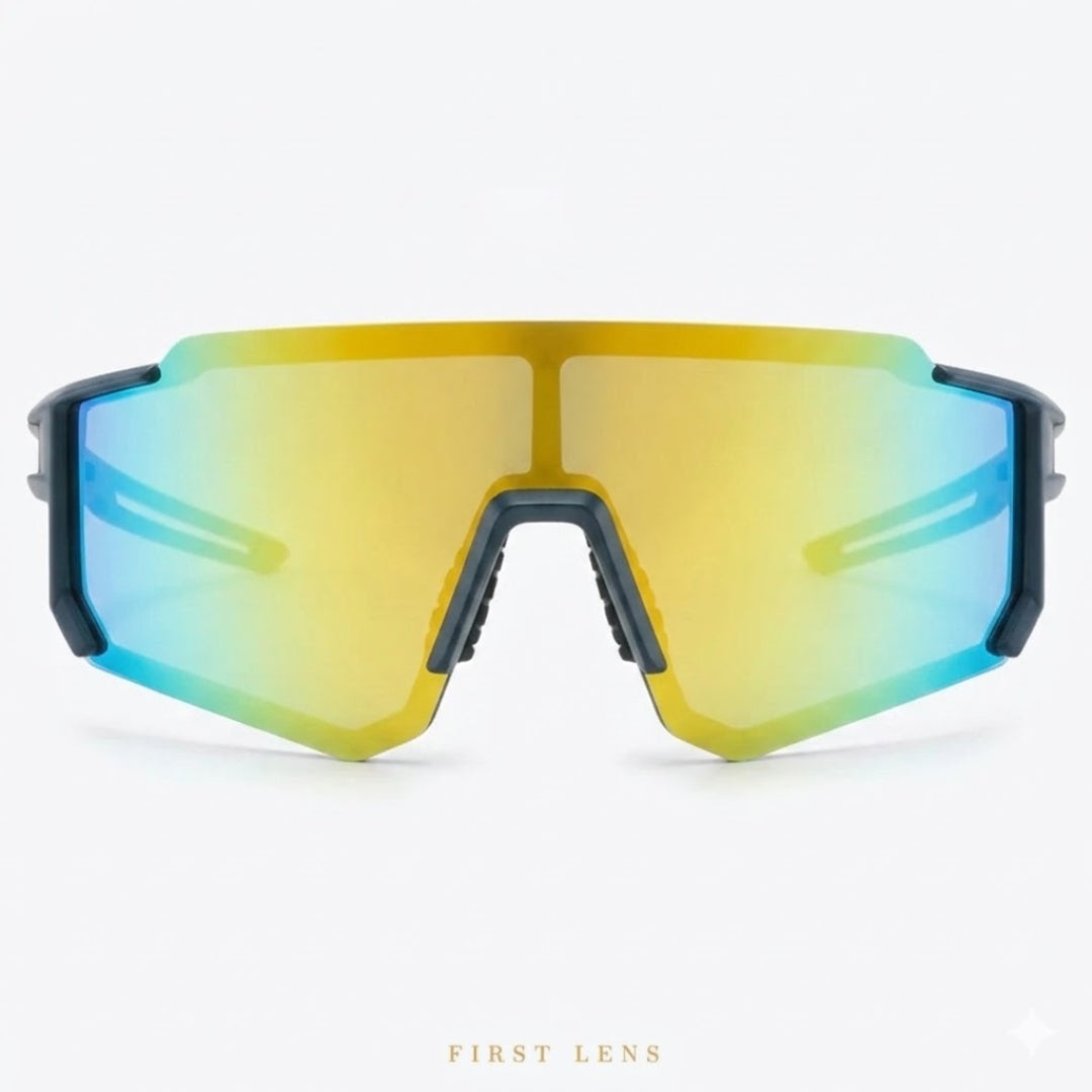First Lens Customized Power Cycling/Running/Sports Sunglasses Uv400 + Polarized - S039 Blue Yellow