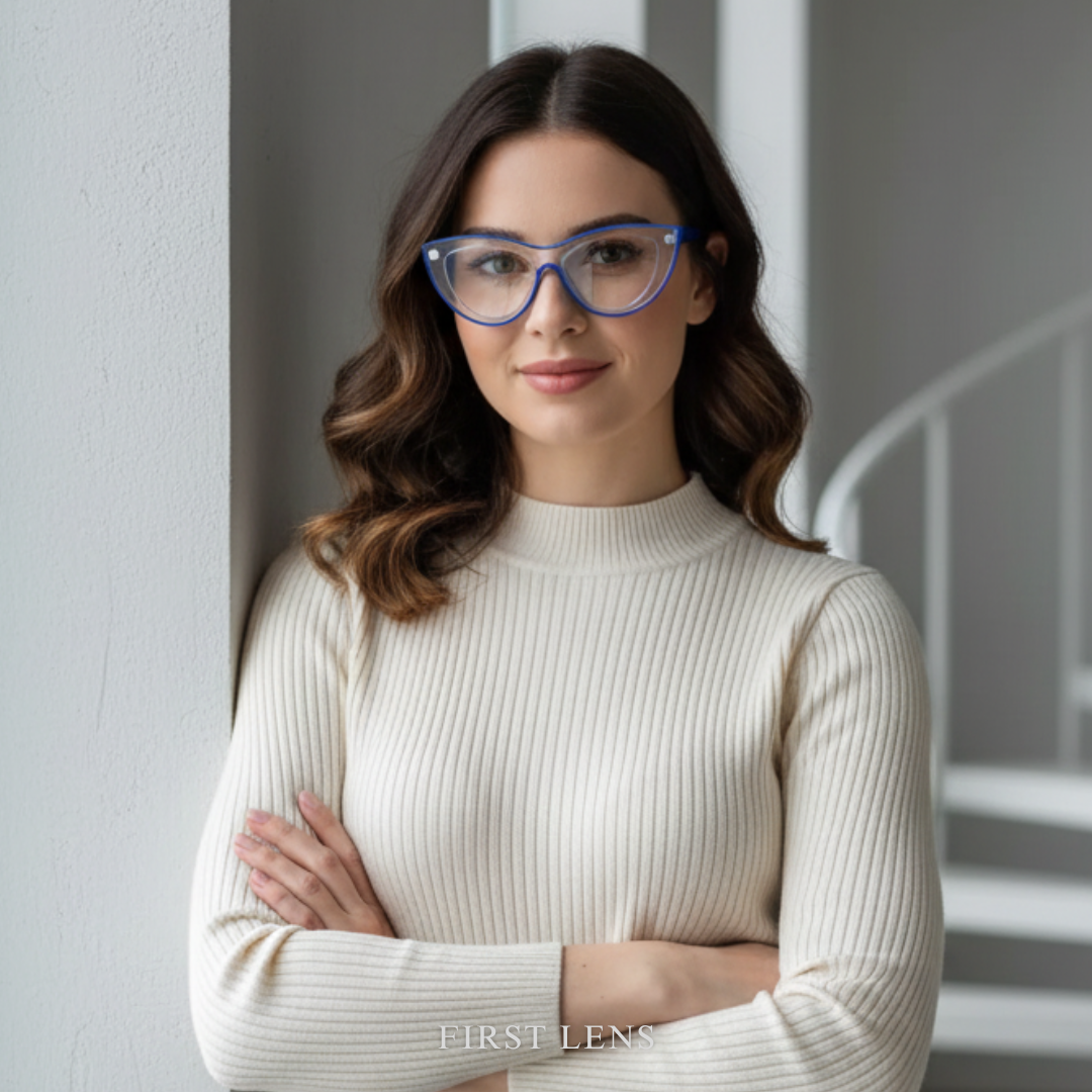 First Lens Neon Kitten Blue Light  Computer Glasses - Blue - B045