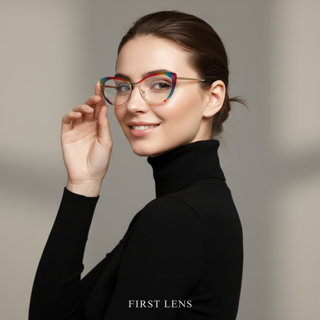 First Lens Meow Blue Light Computer Glasses - Rainbow - B052