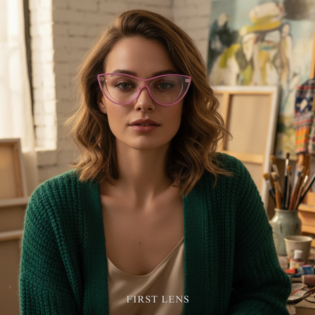 First Lens Neon Kitten Blue Light  Computer Glasses - Purple - B046