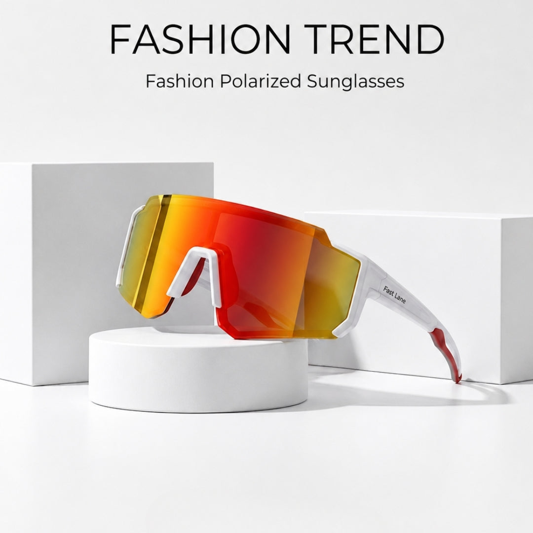 First Lens Customized Power Cycling/Running/Sports Sunglasses Uv400 + Polarized Without Power Orange White - S105