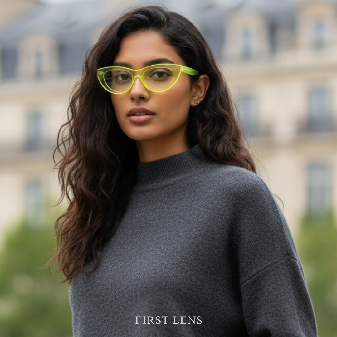 First Lens Neon Kitten Blue Light  Computer Glasses - Yellow - B048