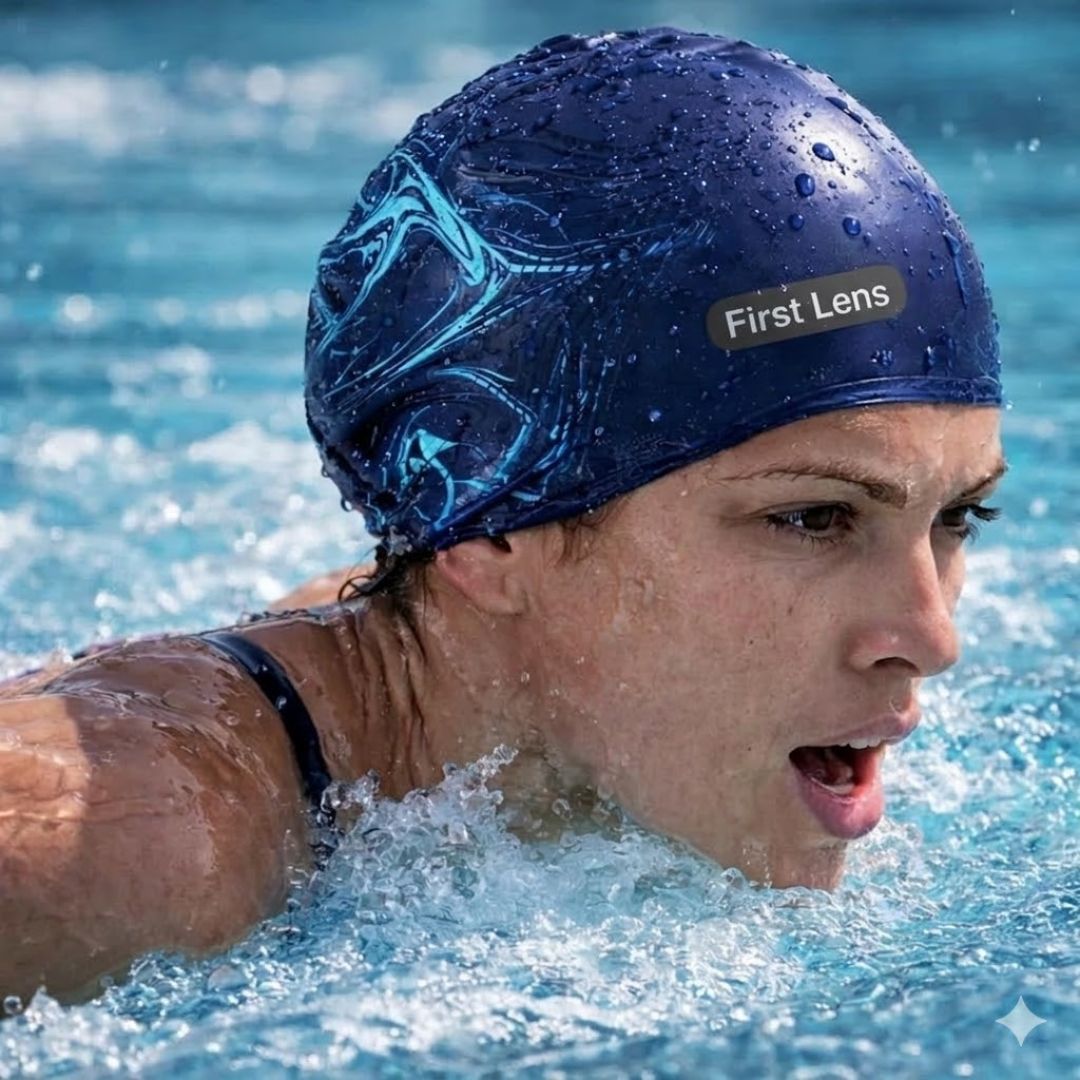 First Lens Waterproof Silicon Swimming Cap for Men and Women