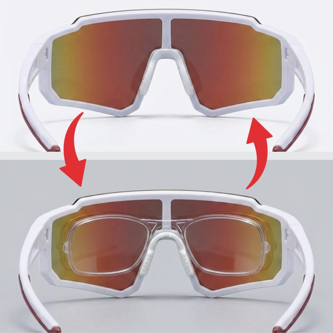 First Lens Customized Power Cycling/Running/Sports Sunglasses Uv400 + Polarized Without Power Orange White - S105