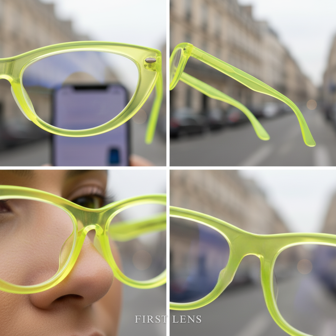 First Lens Neon Kitten Blue Light  Computer Glasses - Yellow - B048