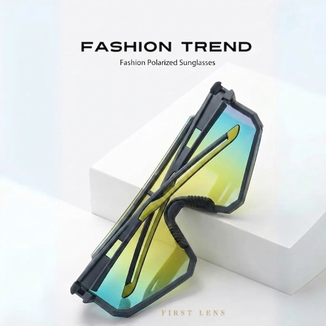 First Lens Customized Power Cycling/Running/Sports Sunglasses Uv400 + Polarized - S039 Blue Yellow
