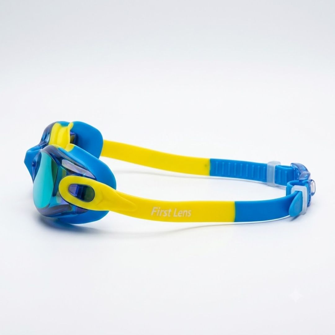 First Lens Kids Swimming Goggles  (Age 8 to 18) Yellow-Blue - SW49