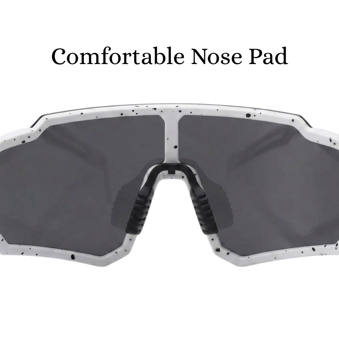First Lens Customized Power Cycling/Running/Sports Sunglasses Uv400 + Polarized Without Power Black White - S101