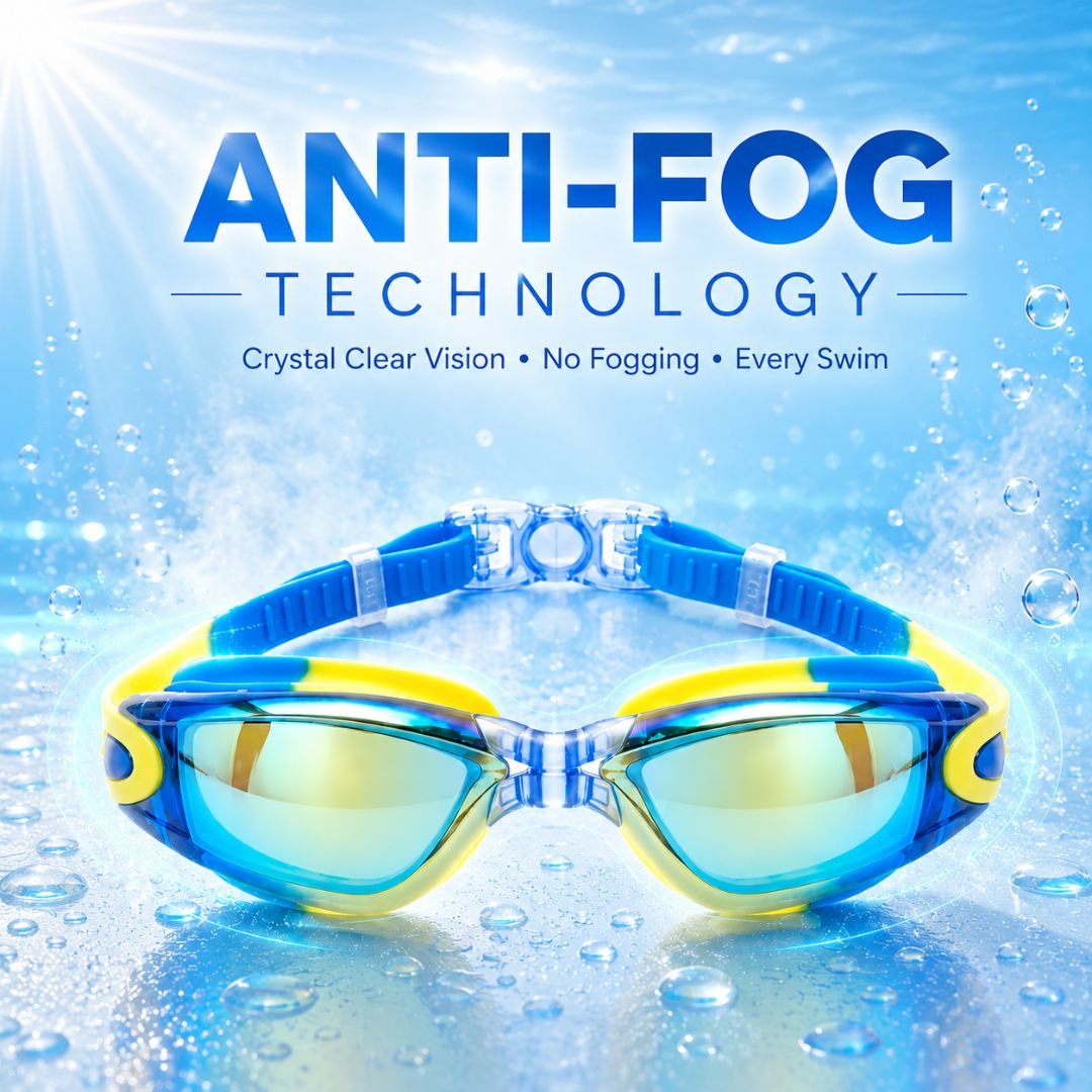 First Lens Kids Swimming Goggles  (Age 8 to 18) Yellow-Blue - SW49