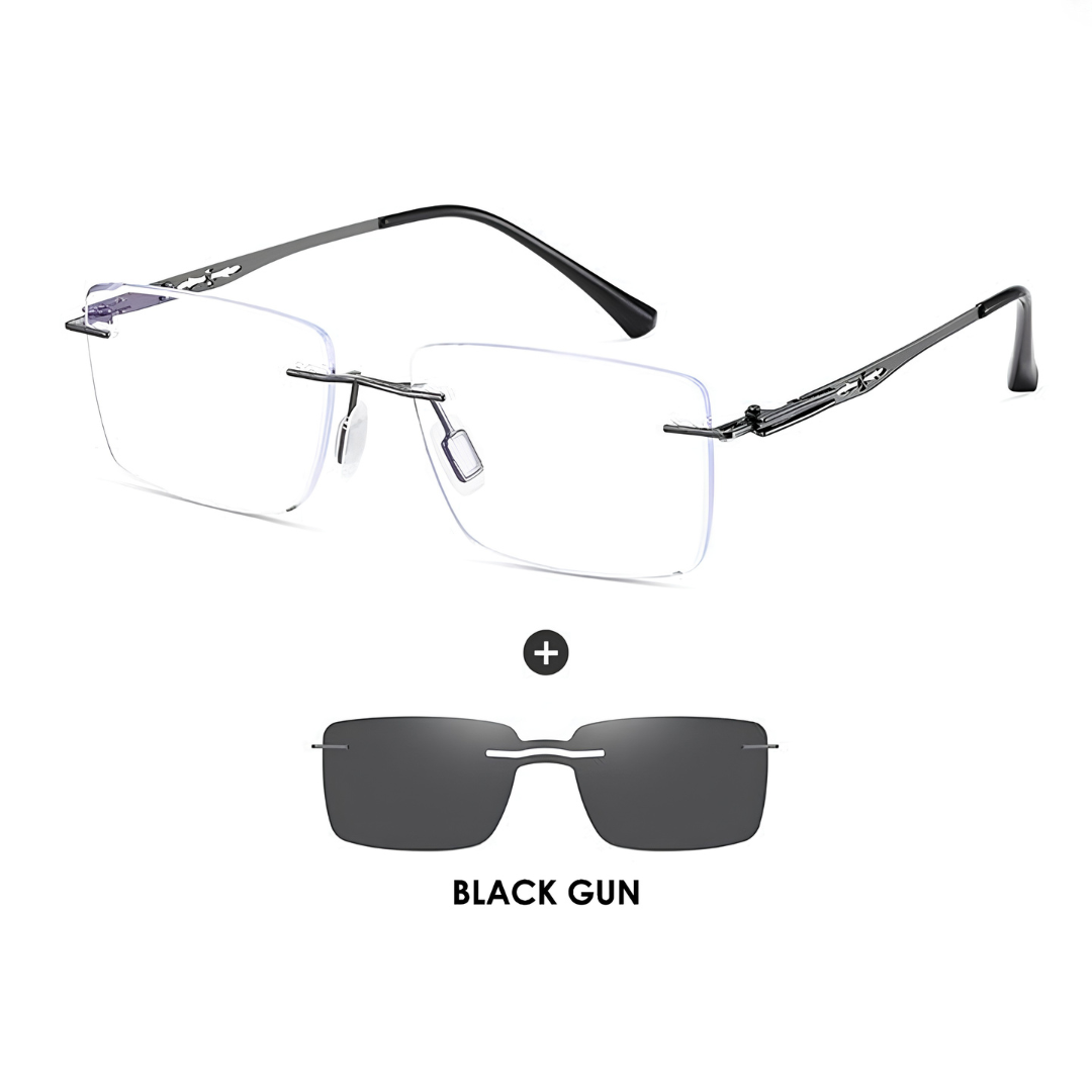 First Lens Magnetix Clip-On Blue Light Computer Glasses- B118-Black-Gun