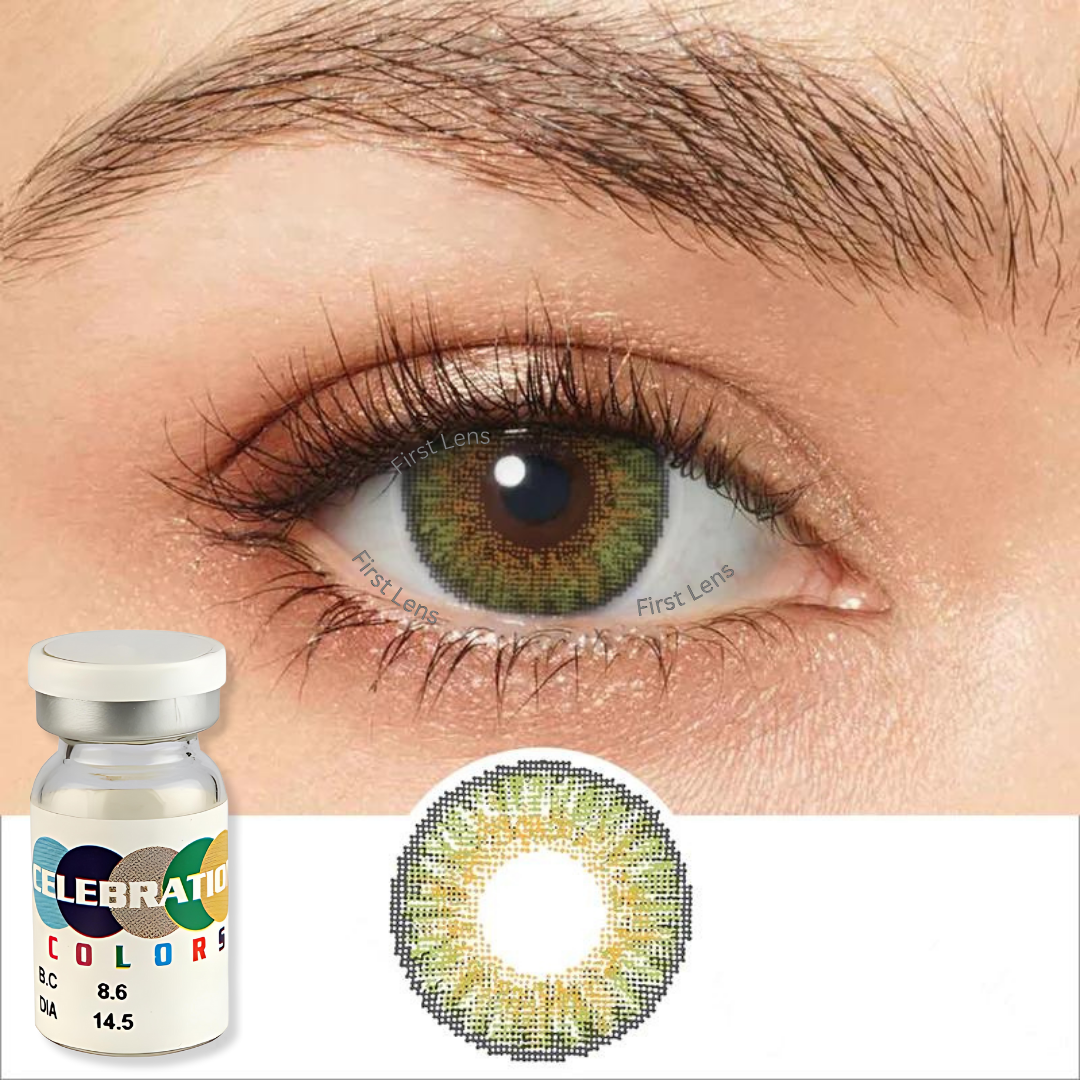 CELEBRATION COLORS | Yearly Color Contact Lens (1 Lens Per Bottle)-Calypso Green