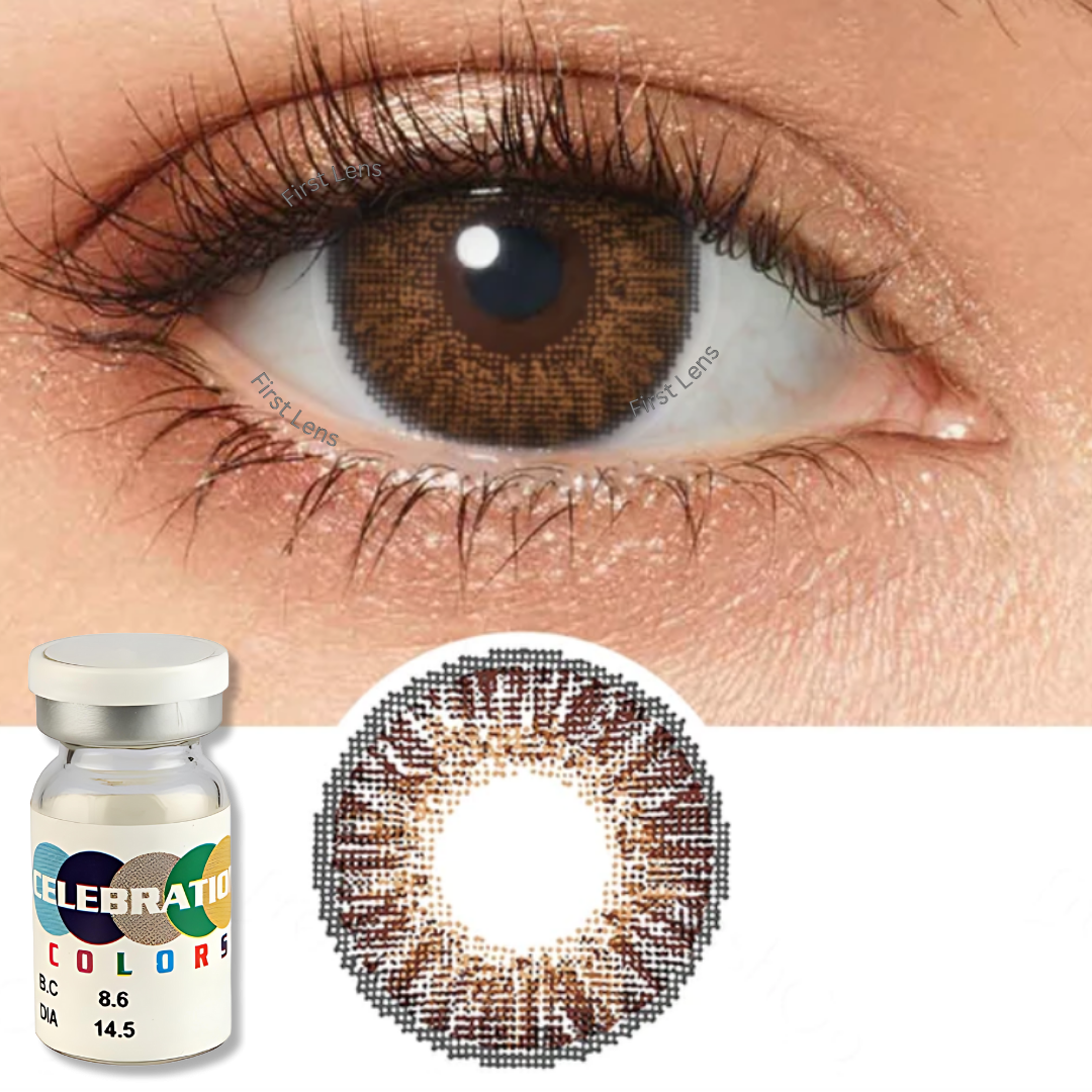 CELEBRATION COLORS | Yearly Color Contact Lens (1 Lens Per Bottle)-Peppy Brown