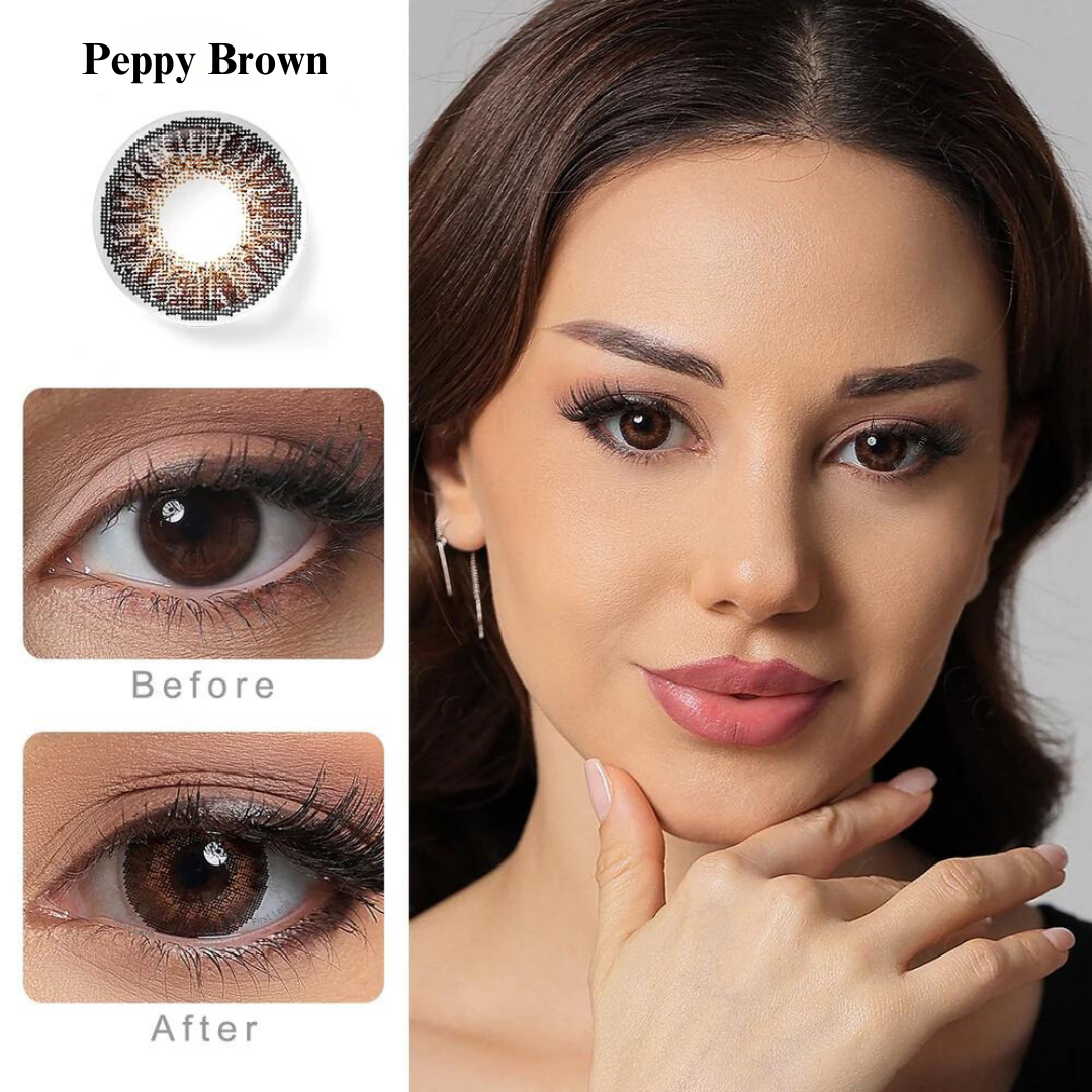 CELEBRATION COLORS | Yearly Color Contact Lens (1 Lens Per Bottle)-Peppy Brown