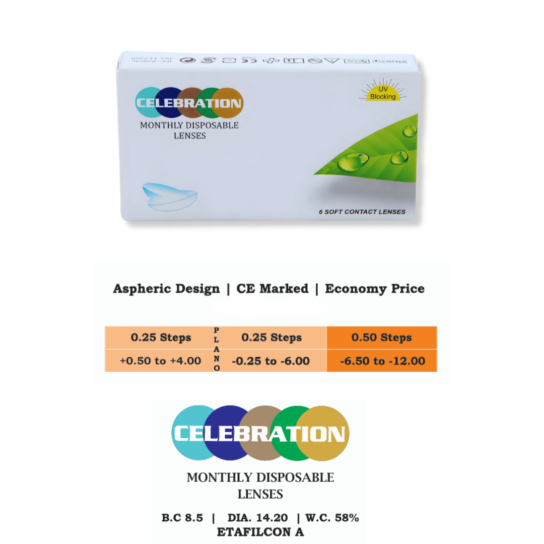 Celebration Clear Monthly Disposable lenses (6 lens/box)