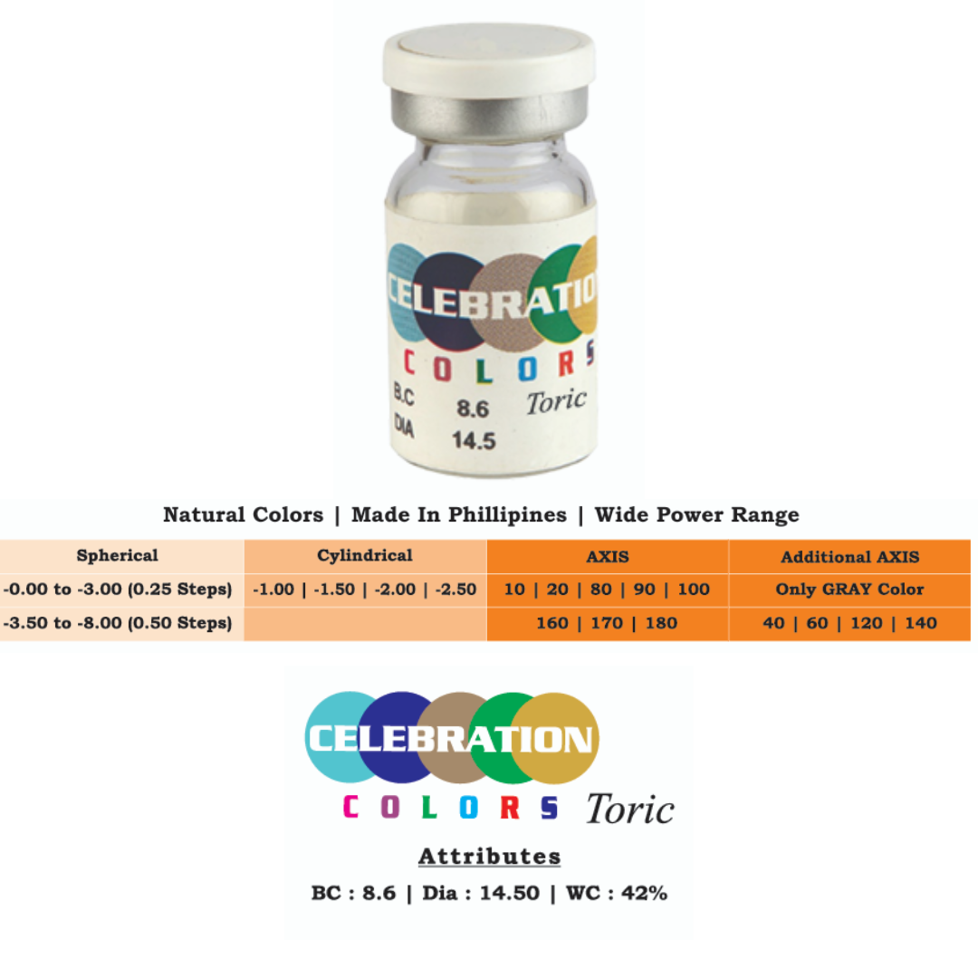 Celebration Yearly Color Toric Contact Lens (1 Lens Per Bottle)