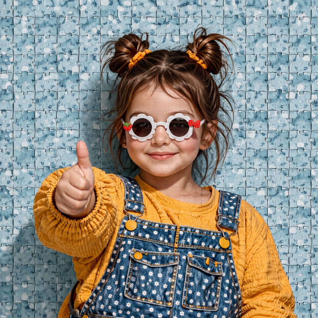 First Lens Charm Customized  Kids Sunglasses With Name UV-White-400